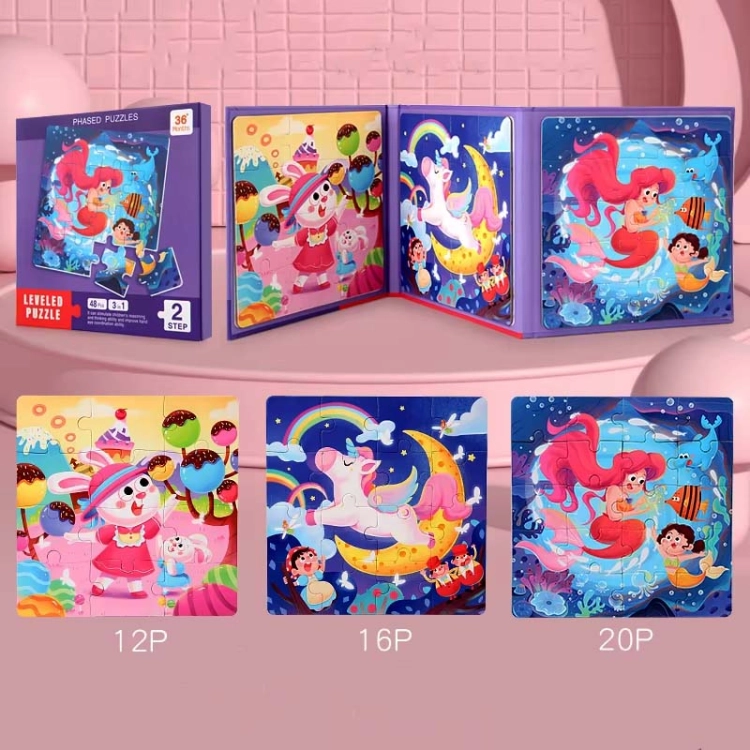 Puzzle magnetyczne - Poziom 2 - Króliczek, Jednorożec, Syrenka