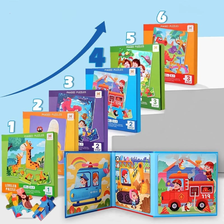 Puzzle magnetyczne - Poziom 2 - Samolot, Koparka, Straż