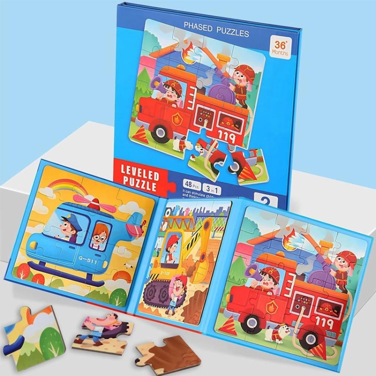 Puzzle magnetyczne - Poziom 2 - Samolot, Koparka, Straż