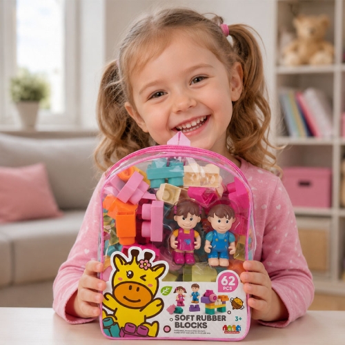 SOFT blocks + laleczki - miękkie klocki konstrukcyjne 62 elementy