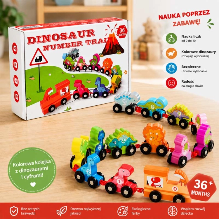 Kolejka drewniana - Dinozaury
