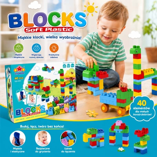 SOFT blocks - miękkie klocki konstrukcyjne 40 elementów