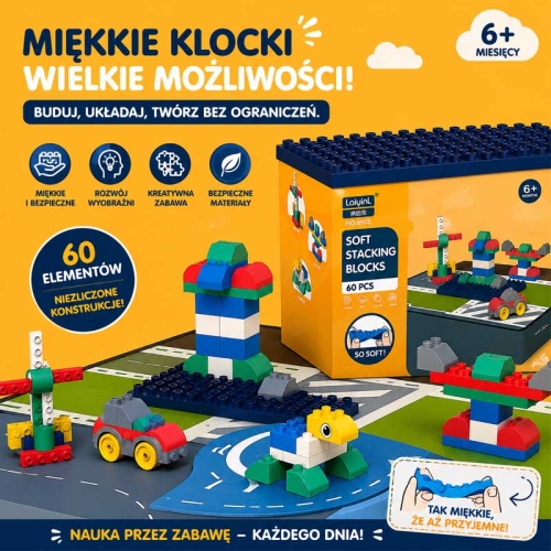 SOFT blocks - miękkie klocki konstrukcyjne 60 elementów