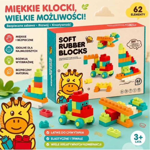 SOFT blocks - miękkie klocki konstrukcyjne 62 elementy