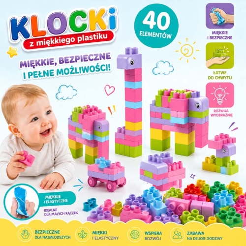 SOFT blocks - miękkie klocki konstrukcyjne 40 elementów