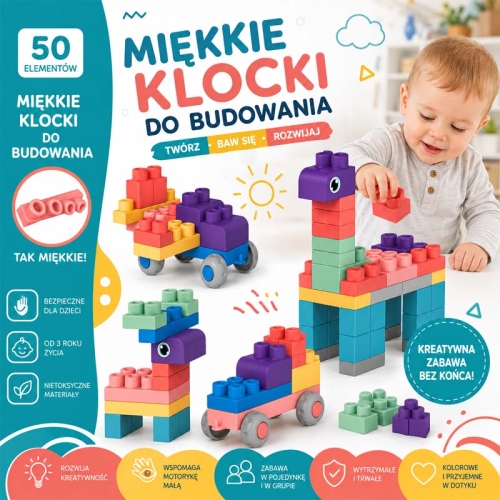 SOFT blocks - miękkie klocki konstrukcyjne 50 elementów