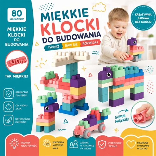 SOFT blocks - miękkie klocki sensoryczne 80 elementów