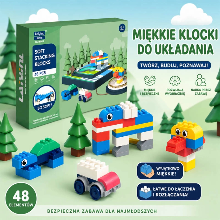 SOFT blocks - miękkie klocki konstrukcyjne 48 elementów