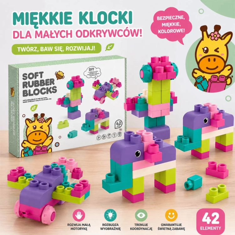 SOFT blocks - miękkie klocki konstrukcyjne 42 elementy