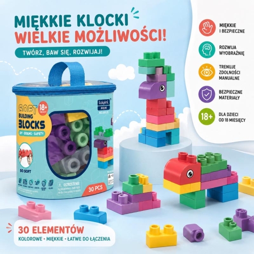 SOFT blocks - miękkie klocki konstrukcyjne 30 elementów