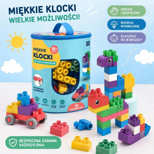 SOFT blocks - miękkie klocki konstrukcyjne 80 elementów