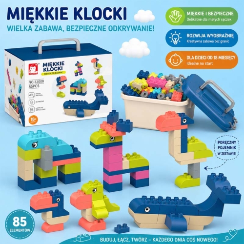 SOFT blocks - miękkie klocki konstrukcyjne 85 elementów