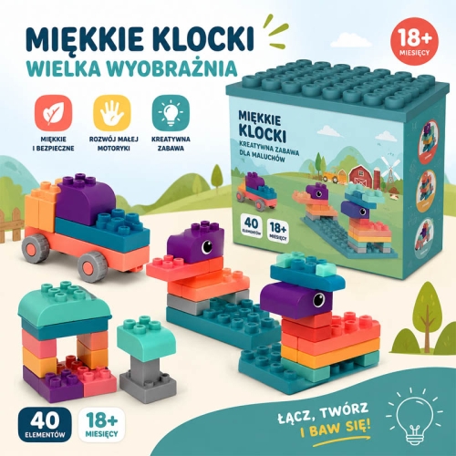SOFT blocks - miękkie klocki konstrukcyjne 40 elementów