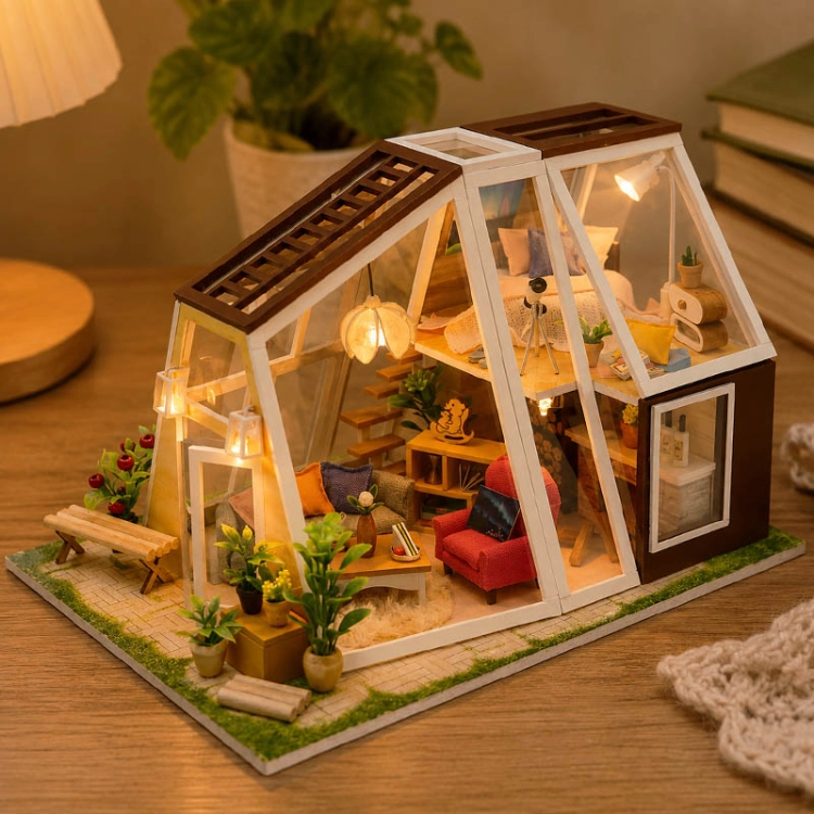 Miniaturowy domek Domek nad jeziorem