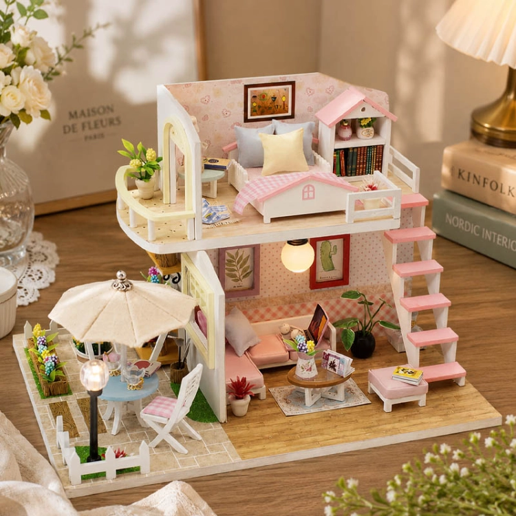 Miniaturowy domek - Różowy loft