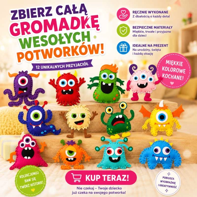 Monster - filcowy zestaw do szycia DIY - 12 elementów