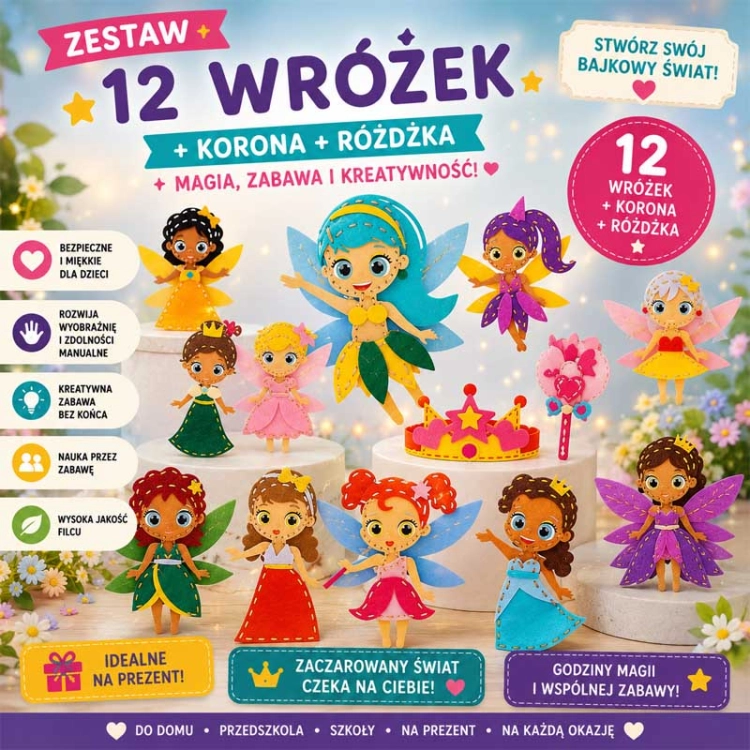 Wróżki - filcowy zestaw do szycia DIY - 12 elementów