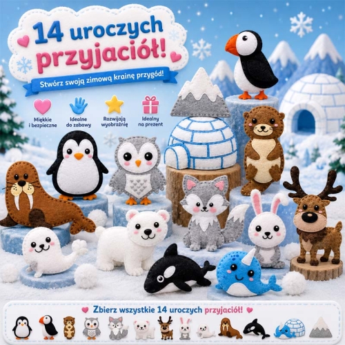 Zima - filcowy zestaw do szycia DIY - 14 elementów