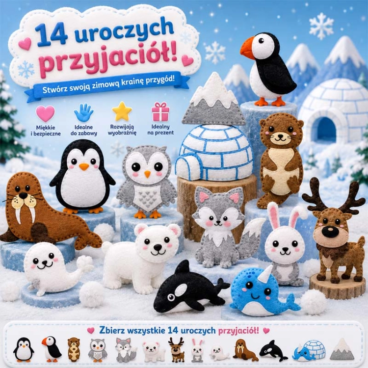 Zima - filcowy zestaw do szycia DIY - 14 elementów