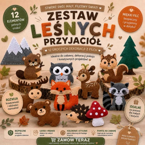 Las - filcowy zestaw do szycia DIY - 12 elementów