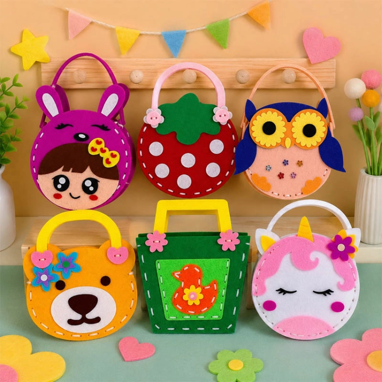 KOLOROWE TOREBKI - filcowy zestaw do szycia DIY - 6 elementów