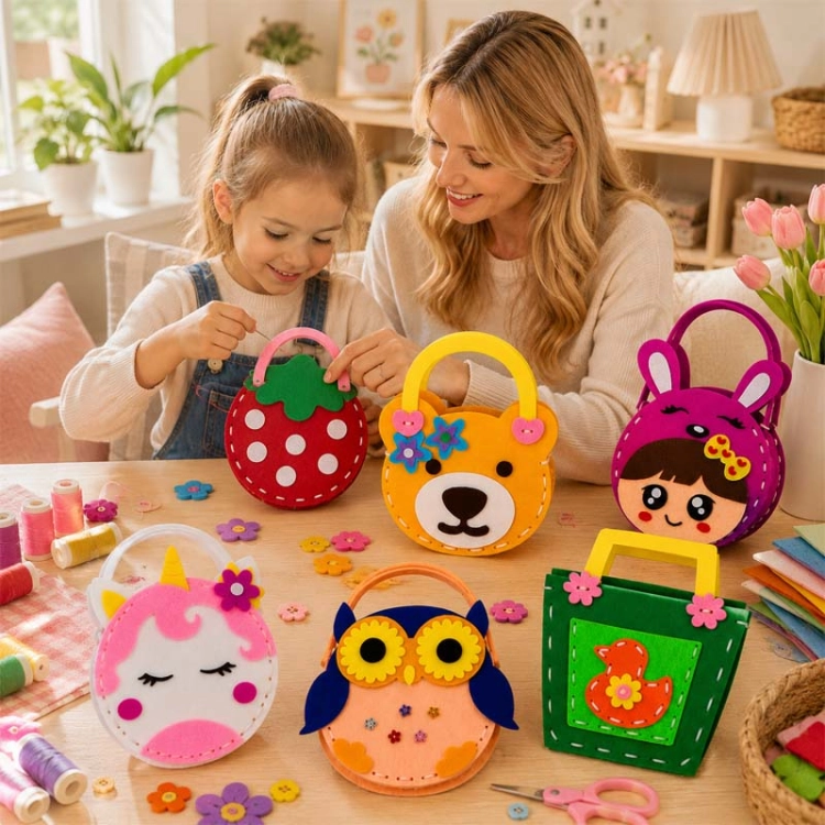 KOLOROWE TOREBKI - filcowy zestaw do szycia DIY - 6 elementów
