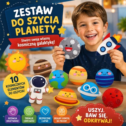 Kosmos - filcowy zestaw do szycia DIY - 11 elementów