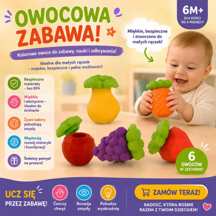 Owoce - miękkie klocki 5 szt