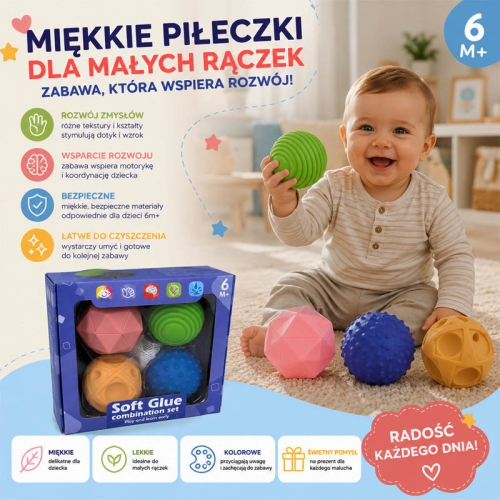 Piłeczki sensoryczne (duże) - miękkie klocki 4 szt