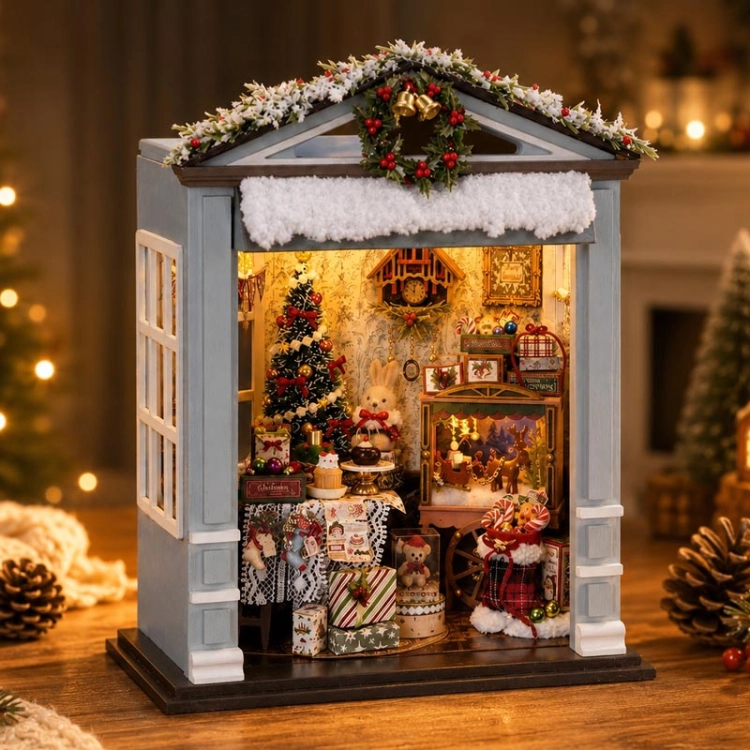 Miniaturowy domek - Świąteczny salonik