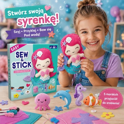 Maskotki - Syrenka i przyjaciele - filcowy zestaw do szycia DIY - 5 elementów