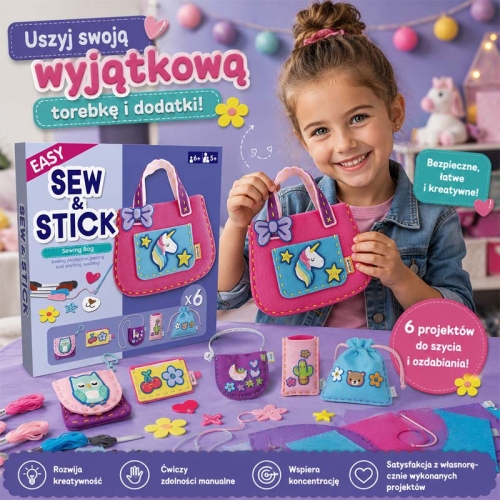 Torebka z akcesoriami - filcowy zestaw do szycia DIY - 6 elementów