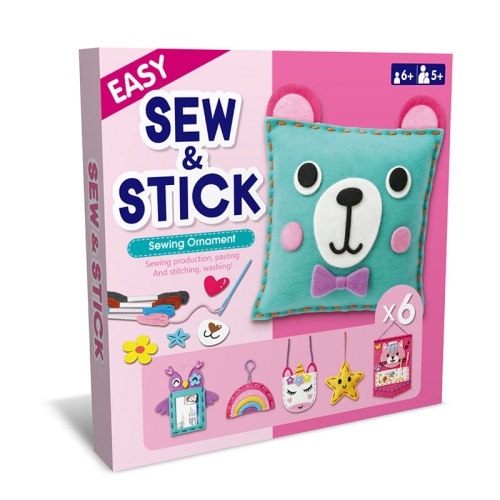 Poduszka Miś i akcesoria - filcowy zestaw do szycia DIY - 6 elementów