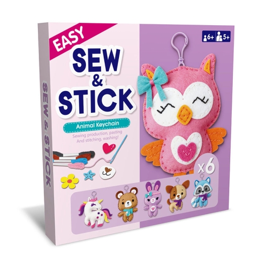 Sówka i przyjaciele - filcowy zestaw do szycia zawieszki DIY - 6 elementów