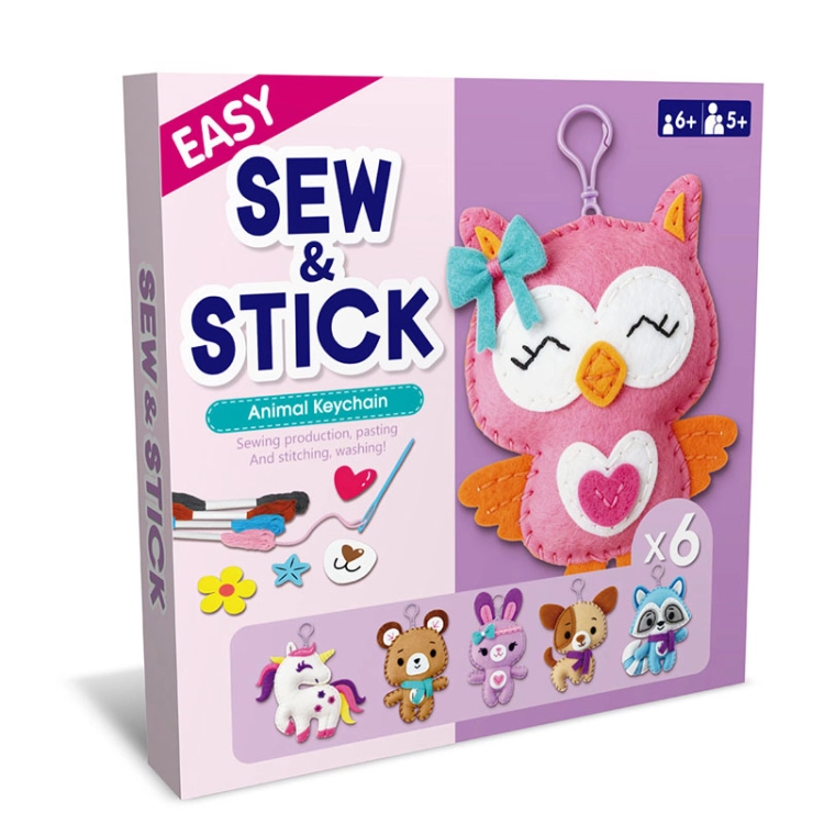 Sówka i przyjaciele - filcowy zestaw do szycia zawieszki DIY - 6 elementów