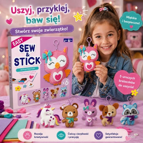 Sówka i przyjaciele - filcowy zestaw do szycia zawieszki DIY - 6 elementów