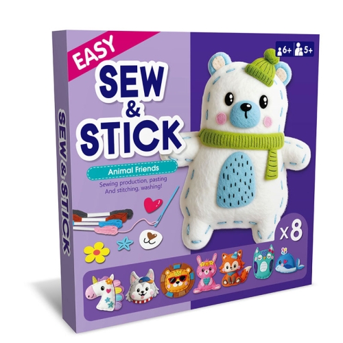 Miś i przyjaciele - filcowy zestaw do szycia DIY - 8 elementów