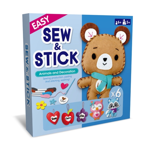 Maskotki - Miś i przyjaciele - filcowy zestaw do szycia zawieszki DIY - 6 elementów