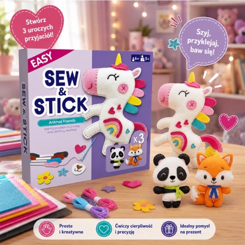 Maskotki - Konik i przyjaciele - filcowy zestaw do szycia DIY - 3 elementy