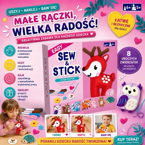 Jelonek i przyjaciele - filcowy zestaw do szycia DIY - 8 elementów