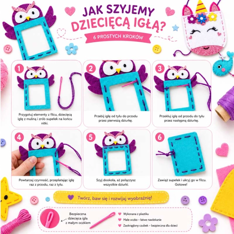 Zawieszki i akcesoria - filcowy zestaw do szycia DIY - 7 elementów