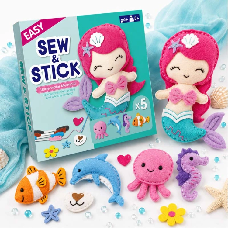 Maskotki - Syrenka i przyjaciele - filcowy zestaw do szycia DIY - 5 elementów