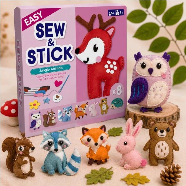 Jelonek i przyjaciele - filcowy zestaw do szycia DIY - 8 elementów