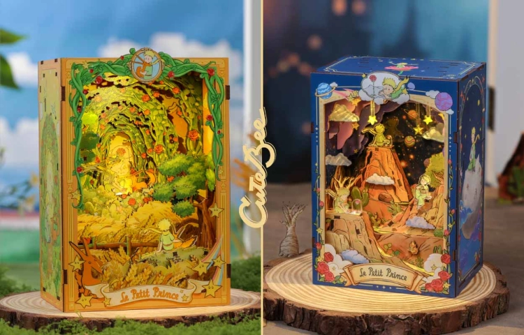 Miniaturowy domek book nook - Mały książę i lis