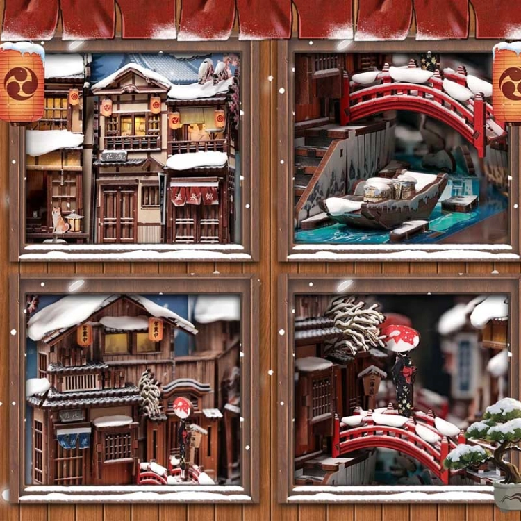 Miniaturowy domek book nook - Zimowa Japonia