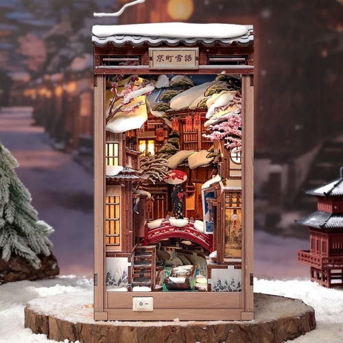 Miniaturowy domek book nook - Zimowa Japonia