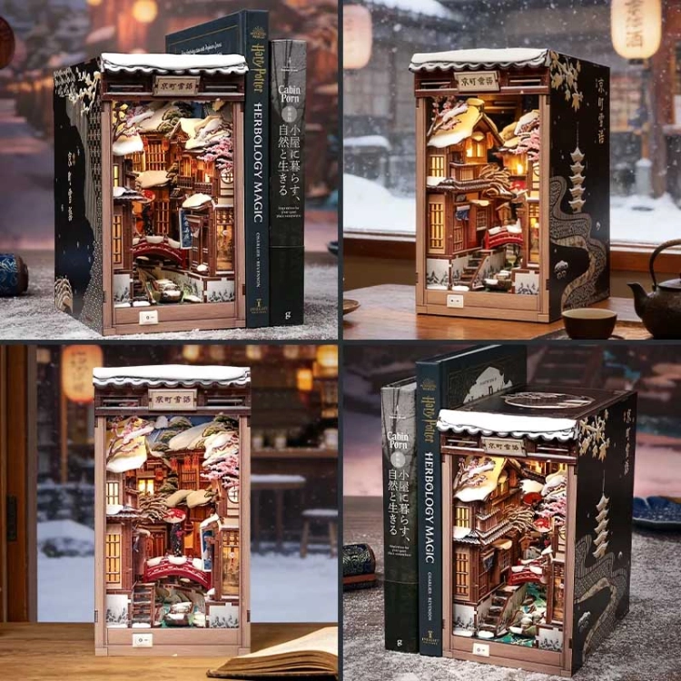 Miniaturowy domek book nook - Zimowa Japonia
