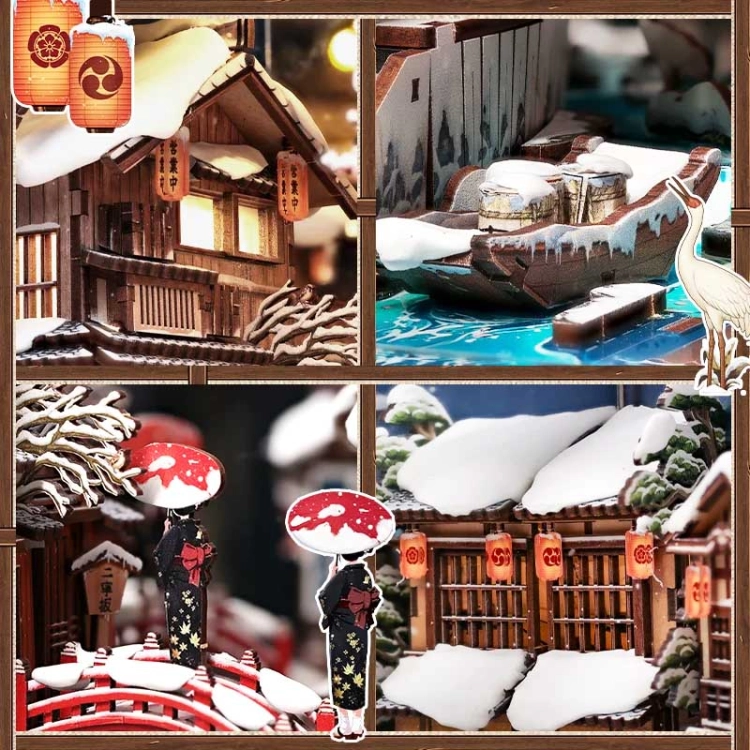 Miniaturowy domek book nook - Zimowa Japonia