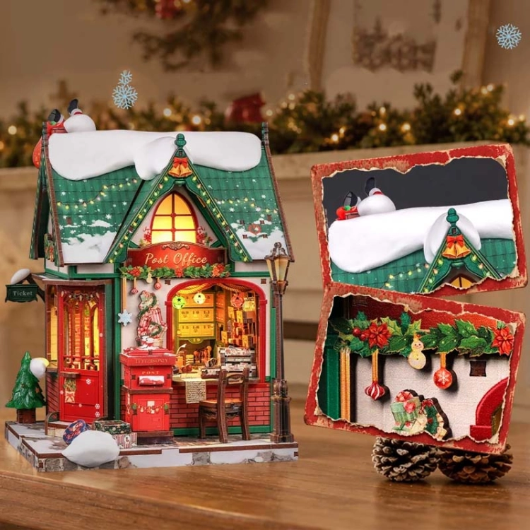 Miniaturowy domek Book Nook - Poczta Świętego Mikołaja