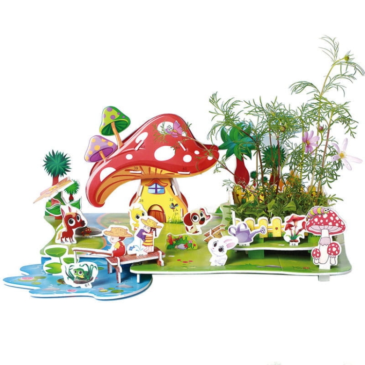 Domek DIY z ogródkiem Puzzle 3D - Domek na łące